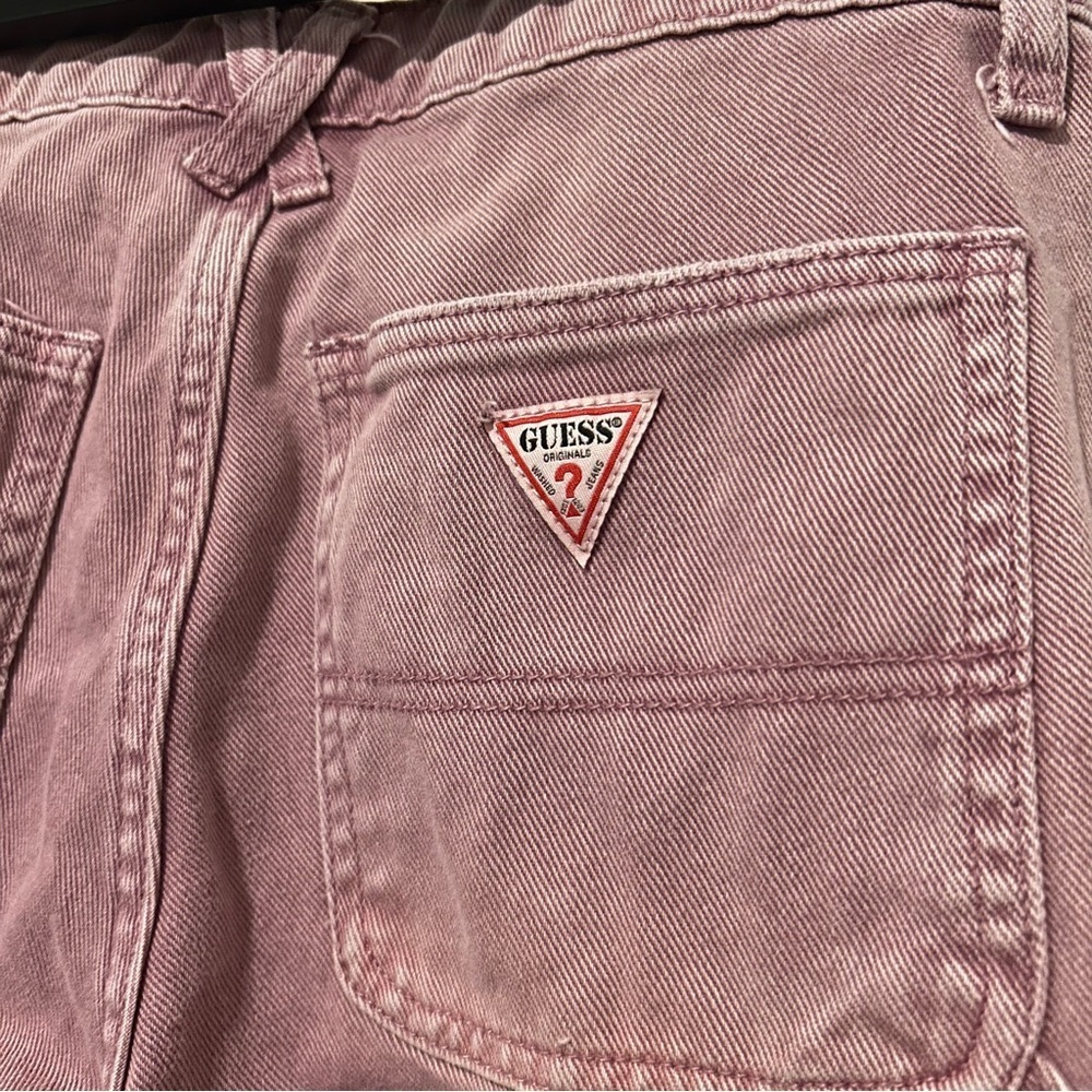 GUESS Originals Mid-Rise Women’s Overdye Slouchy Carpenter Pink Wash Jeans - Picture 9 of 16